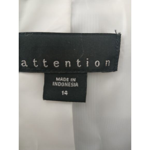 Attention Blu&Wht Pin Striped
 One Button Closure Lined w/ Pockets Blazer  14 - Picture 2 of 13